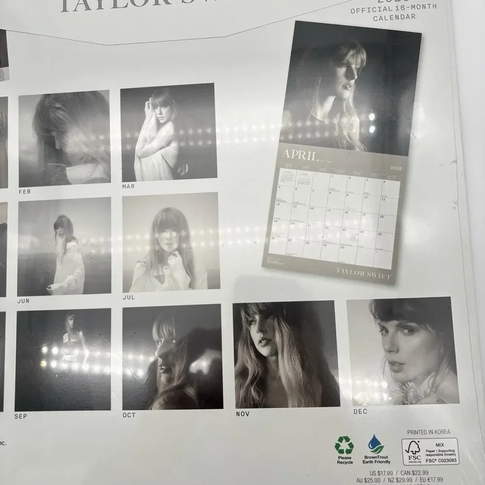 Taylor Swift Official 2026 12 x 12 (Hanging Monthly Square Wall Calendar Sealed